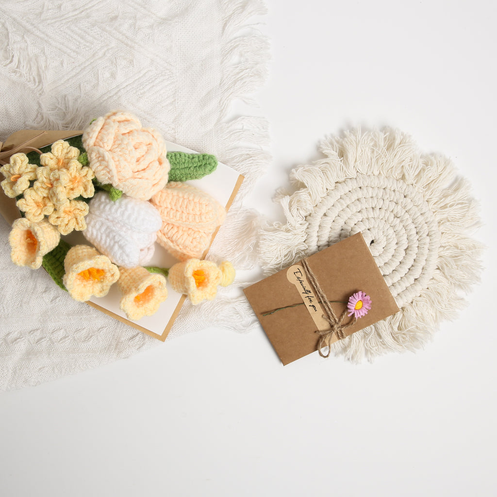 Mini Tulip Crochet Flowers Bouquet - Sunny Yellow