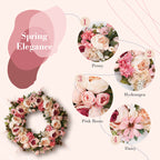 Peony Wreath - Floral Artificial Wreath - Pink 23"