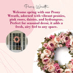 Peony Wreath - Floral Artificial Wreath - Pink 23"