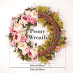 Peony Wreath - Floral Artificial Wreath - Pink 23"
