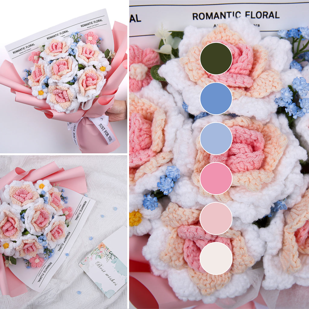 Crochet Flowers Bouquet - Pink Rose