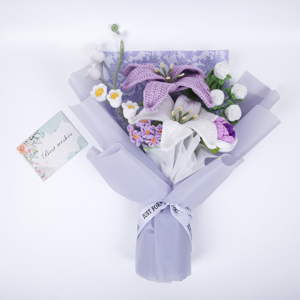 Lily & Rose Crochet Bouquet - Purple