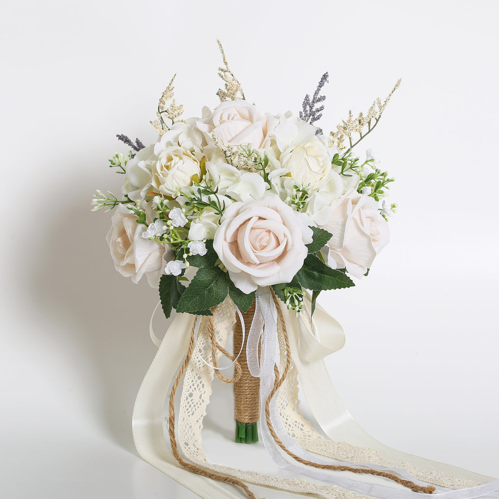 White & Champagne Wedding Bouquet
