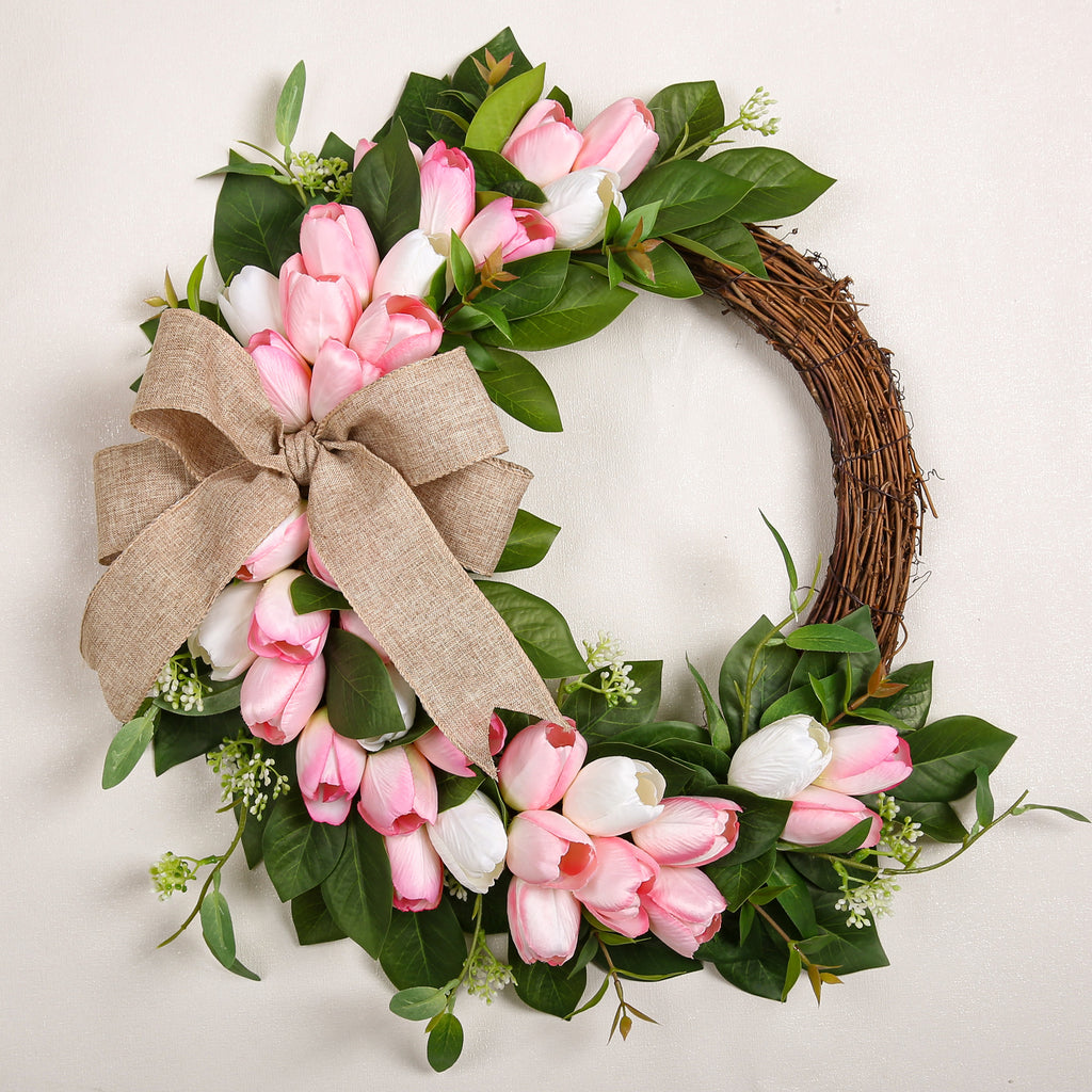 18 Inch Tulip Half Moon Wreath