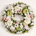 Peony Wreath - Floral Artificial Wreath - Green 18"