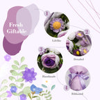 Hand-Knitted Rose & Lily of the Valley Crochet Bouquet - Tiny Purple