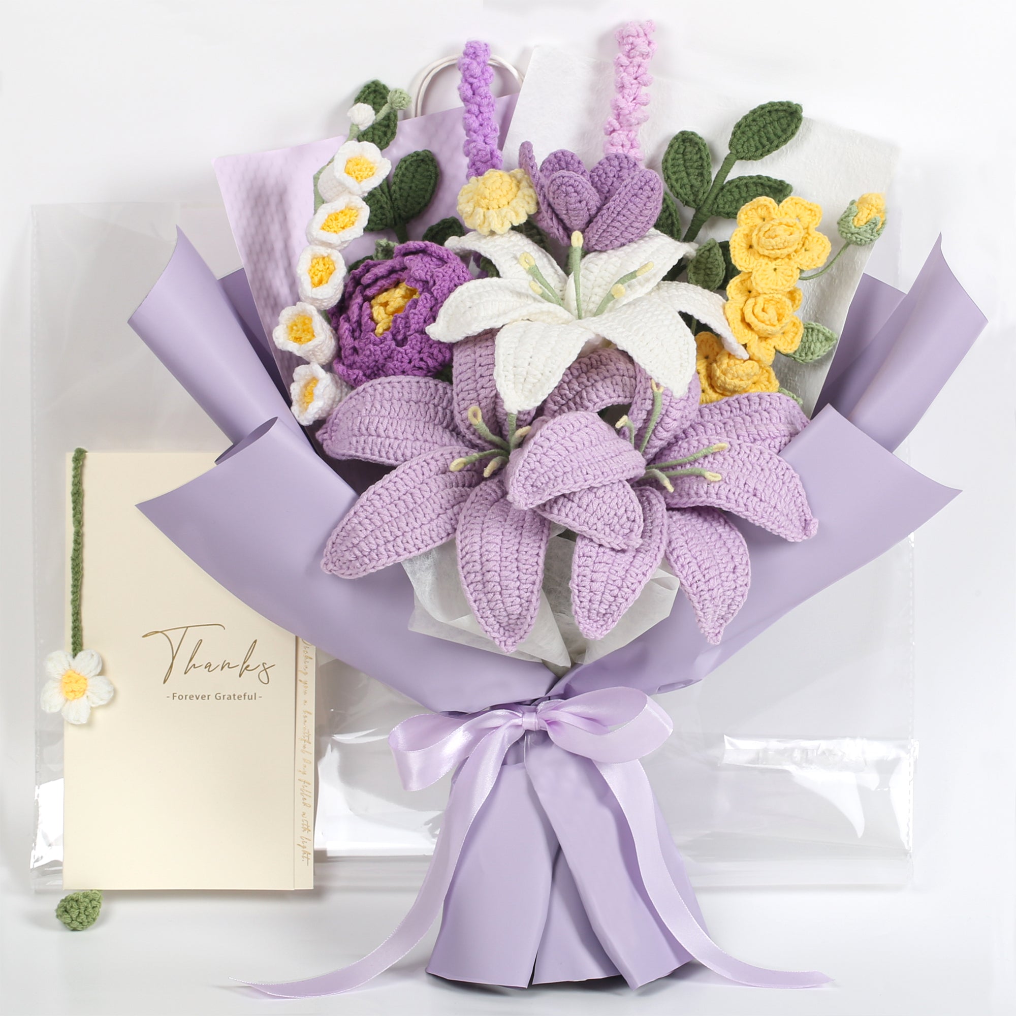 Premium Lily Crochet Bouquet - Purple