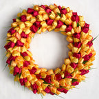 Spring Artificial Tulip Flower Wreath with Green Leaves