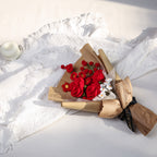 Rose & Lily of the Valley Crochet Bouquet - Red