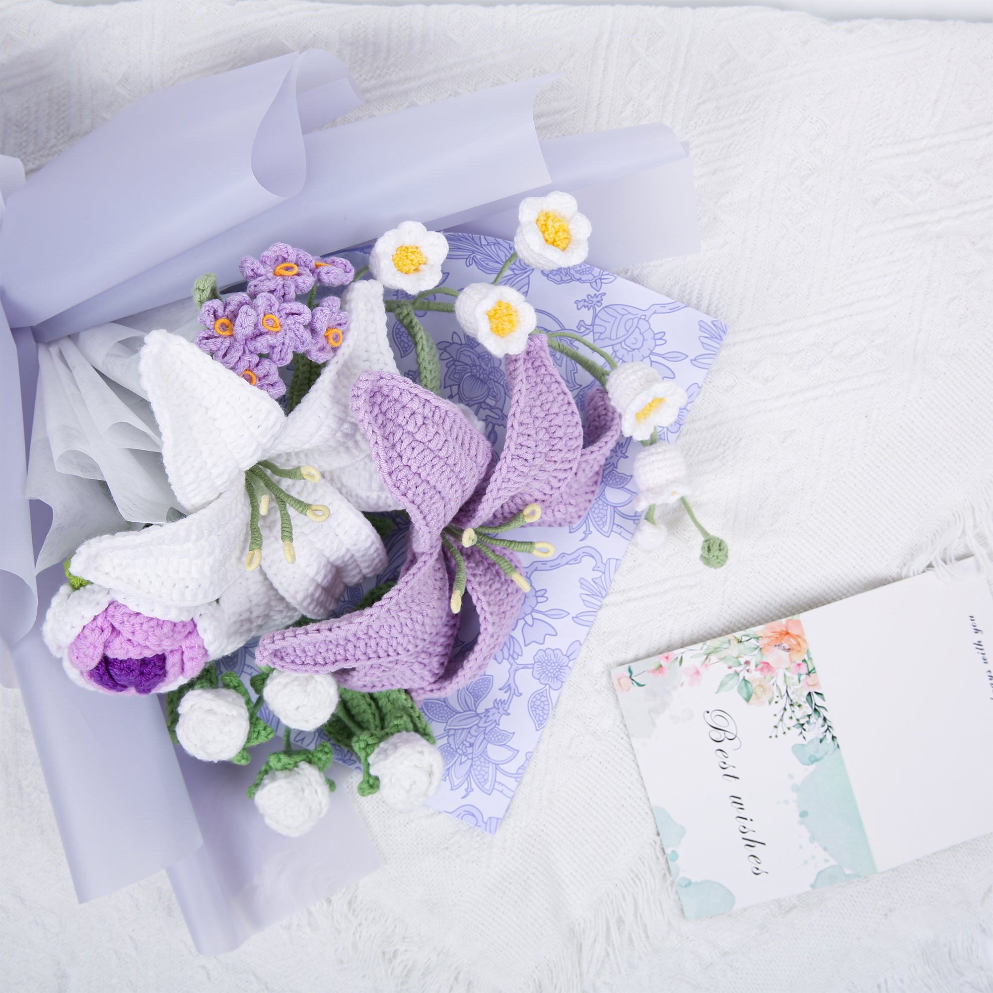 Lily & Rose Crochet Bouquet - Purple