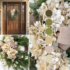 22 Inch White Hydrangea Wreath with Greenery & Burlap Bow