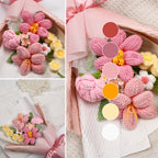 Hand-Knitted Tulip & Lily of the Valley Crochet Bouquet - Tiny Pink