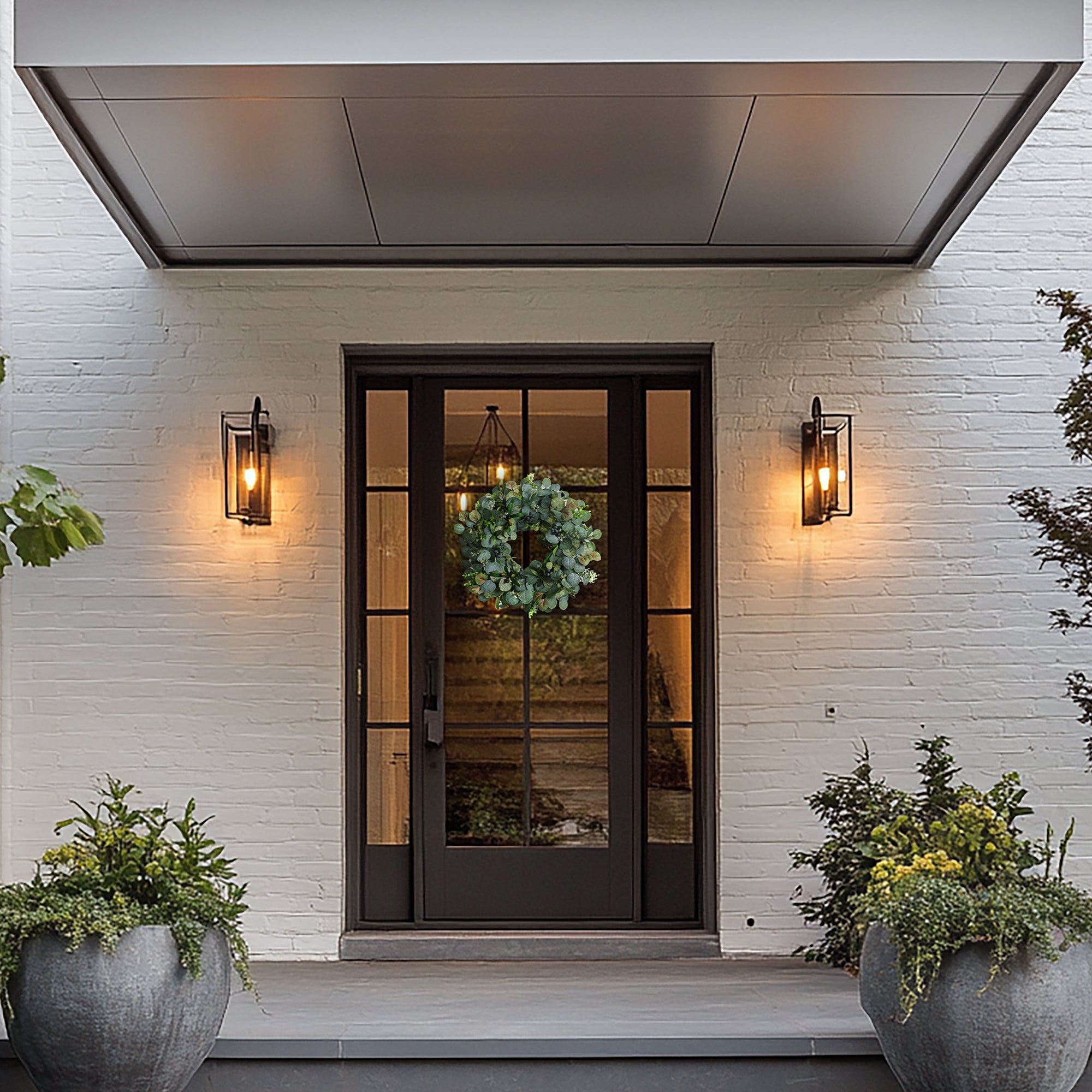 Green Spring Summer Wreath with Olive Leaves & Berries 24"