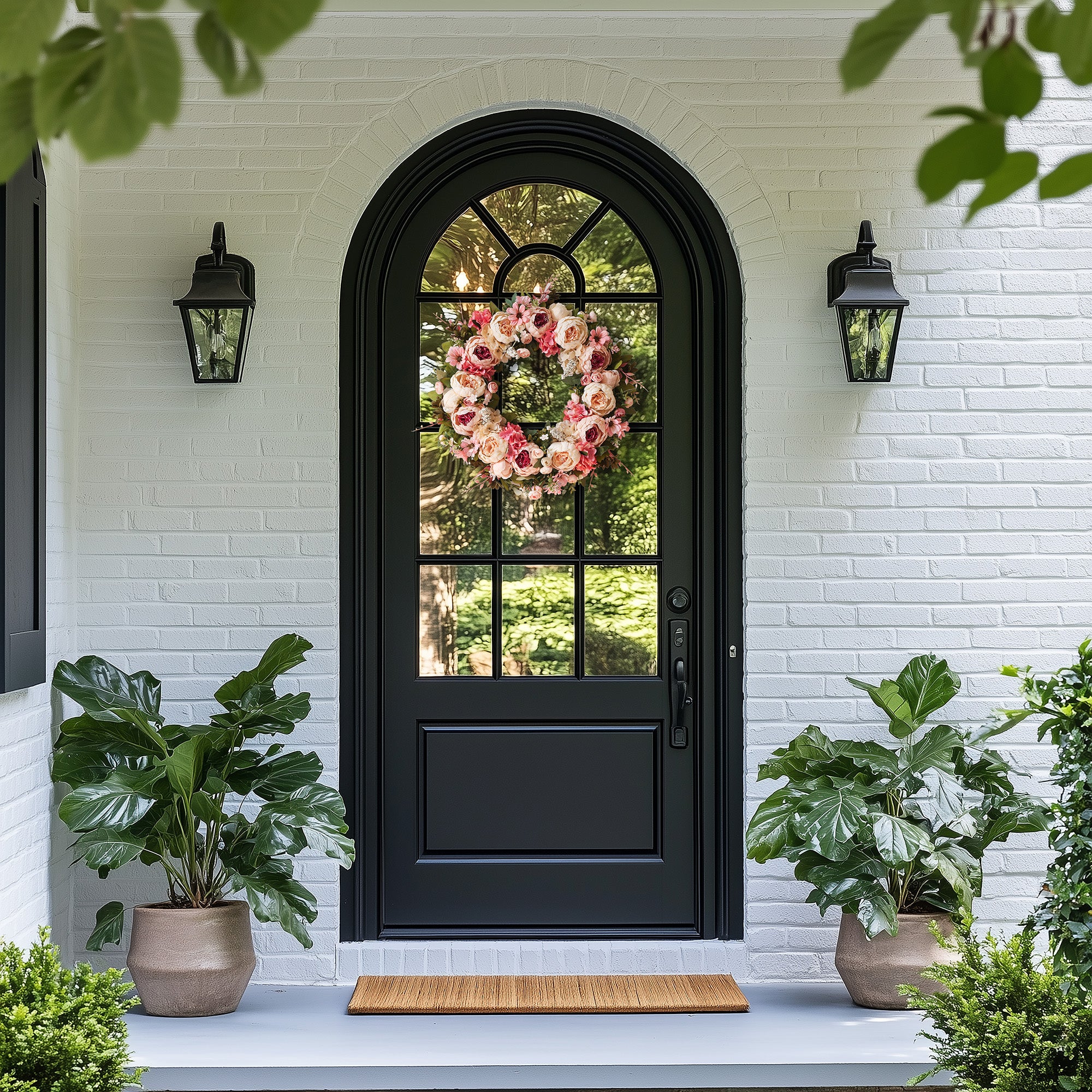 Peony Wreath - Floral Artificial Wreath - Pink 23"