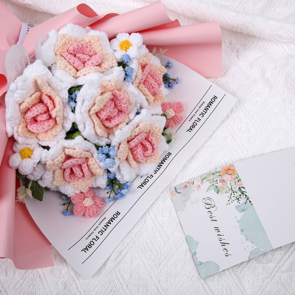 Crochet Flowers Bouquet - Pink Rose
