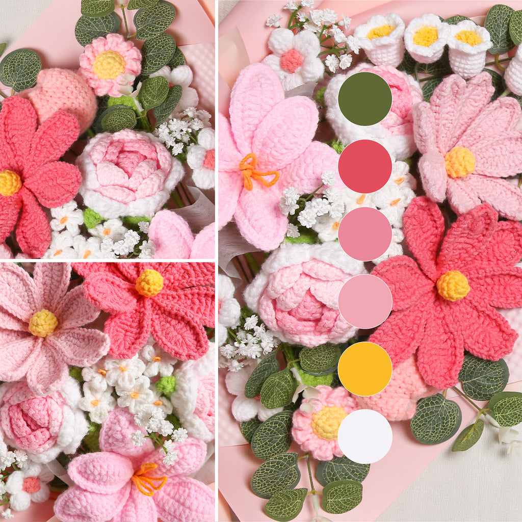 Crochet Flowers Bouquet - Pink Premium