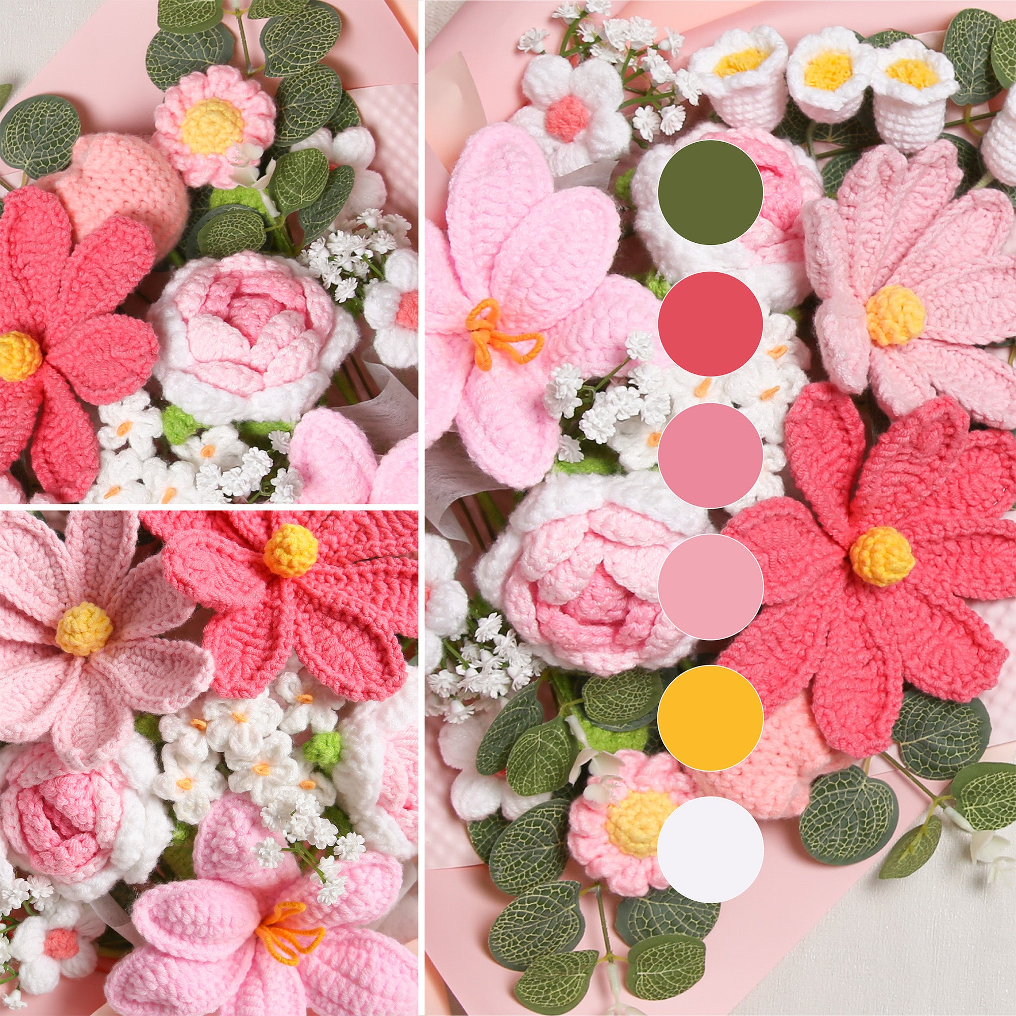 Crochet Flowers Bouquet - Pink Premium