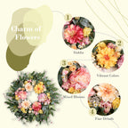 Artificial Dahlia Floral Spring Summer Wreath - 24 Inch