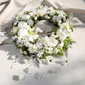 Peony Wreath - Floral Artificial Wreath - White 23"