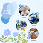 Hand-Knitted Tulip & Lily of the Valley Crochet Bouquet - Tiny Blue