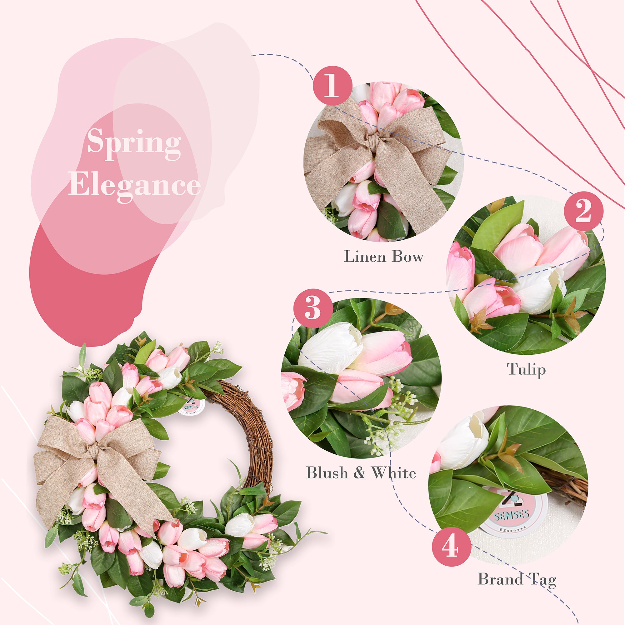 18 Inch Tulip Half Moon Wreath