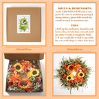 Autumn Door Decor with Pumpkins, Sunflowers & Maple Leaves 24"