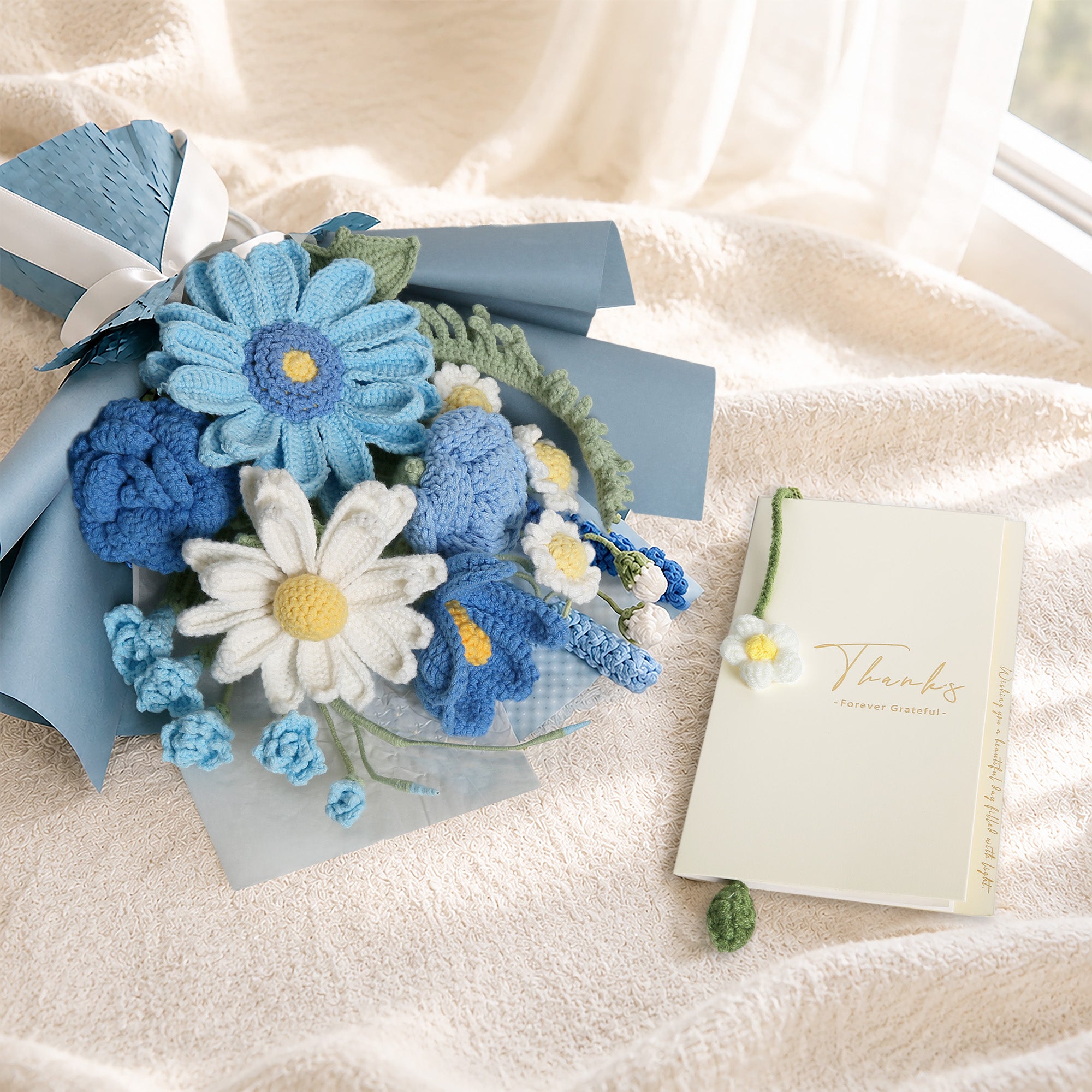 Premium Crochet Lily Flower Bouquet (Blue)