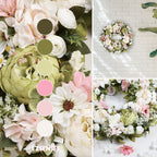 Peony Wreath - Floral Artificial Wreath - Green 18"