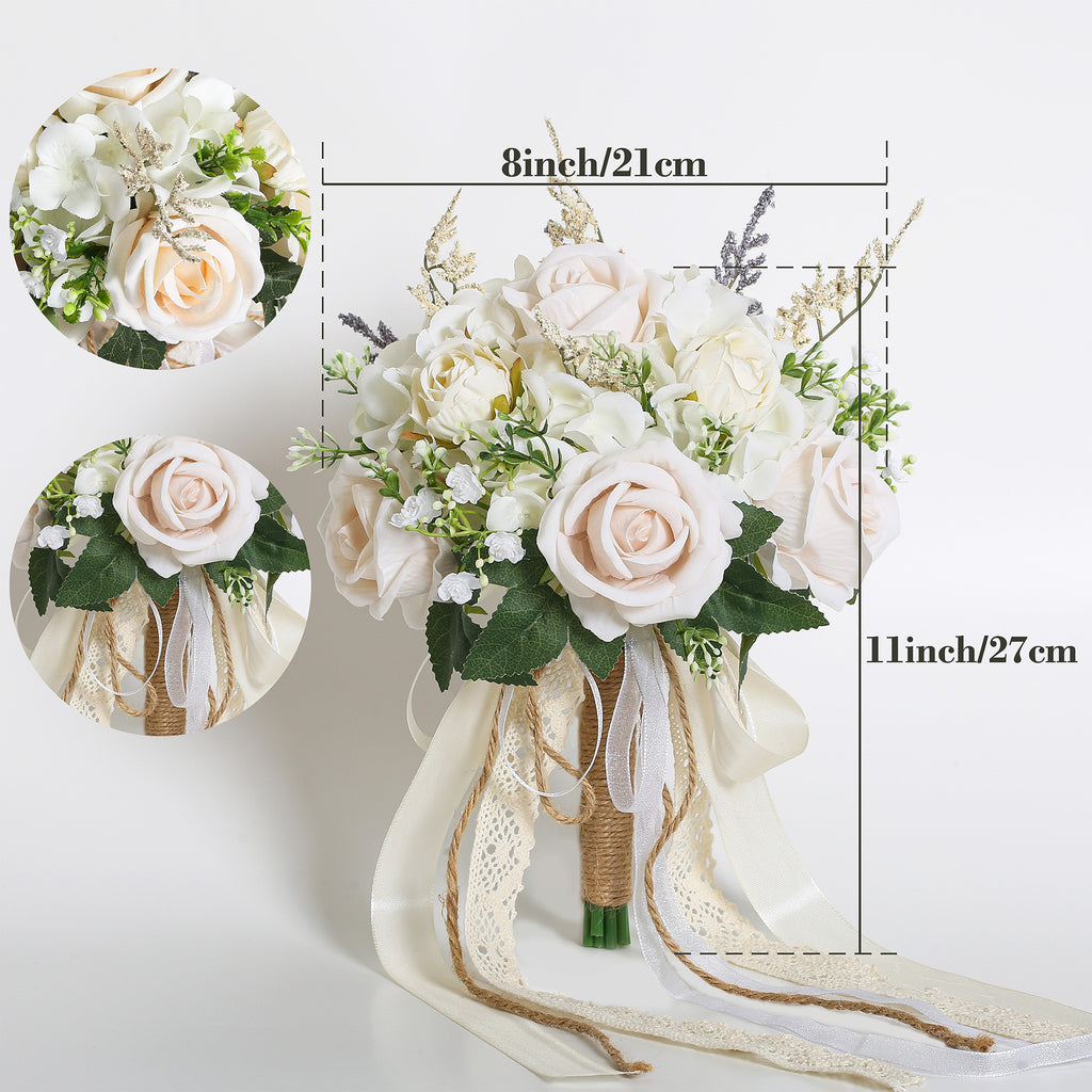 White & Champagne Wedding Bouquet