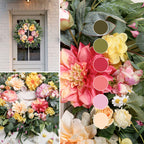 Artificial Dahlia Floral Spring Summer Wreath - 24 Inch