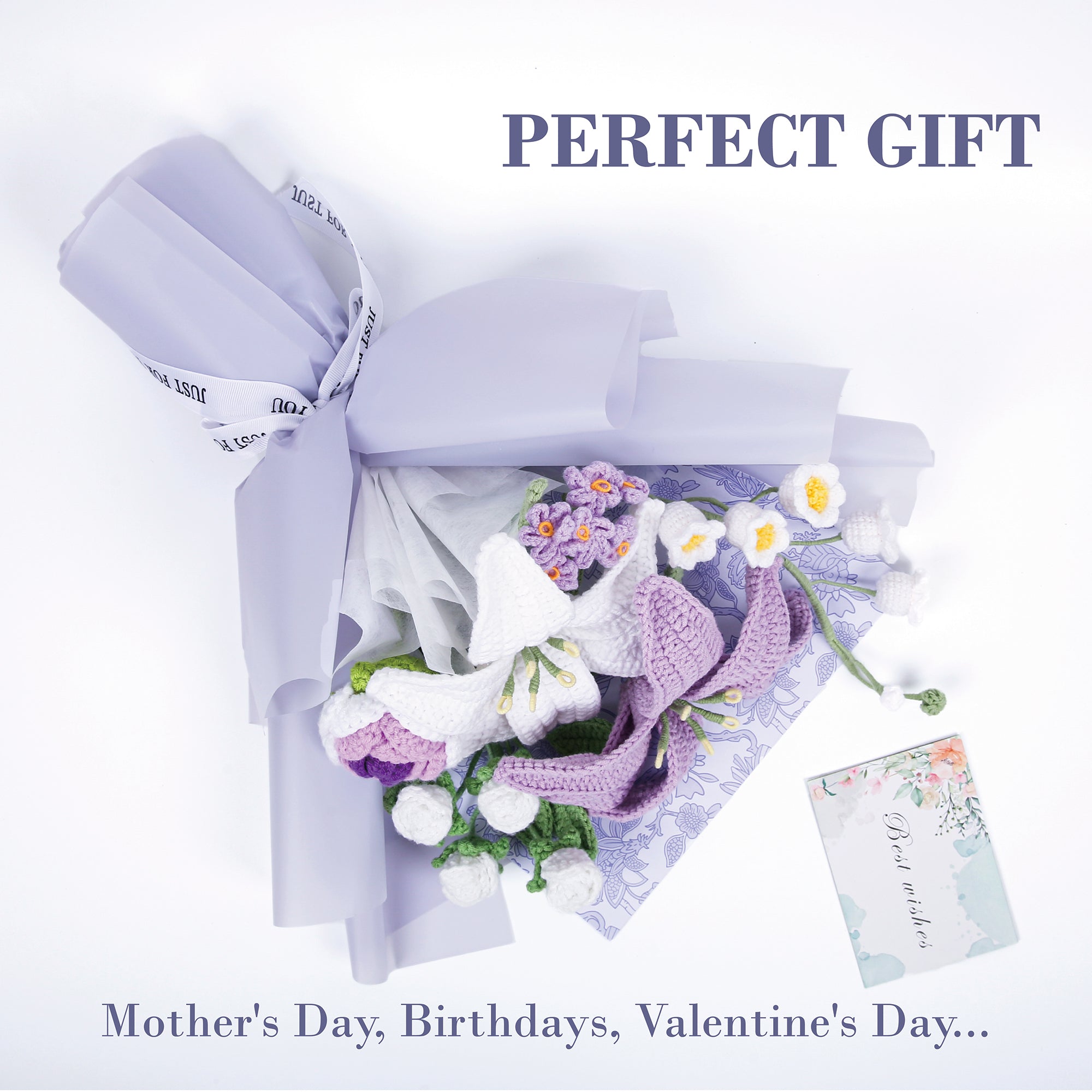 Lily & Rose Crochet Bouquet - Purple