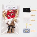 Rose & Lily of the Valley Crochet Bouquet - Red