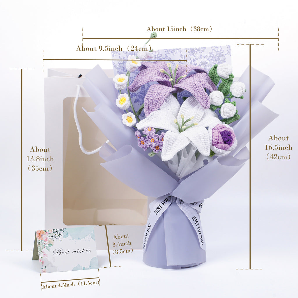Lily & Rose Crochet Bouquet - Purple