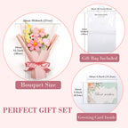 Hand-Knitted Tulip & Lily of the Valley Crochet Bouquet - Tiny Pink