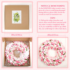 Spring Artificial Tulip Flower Wreath with Green Leaves - Pink 20