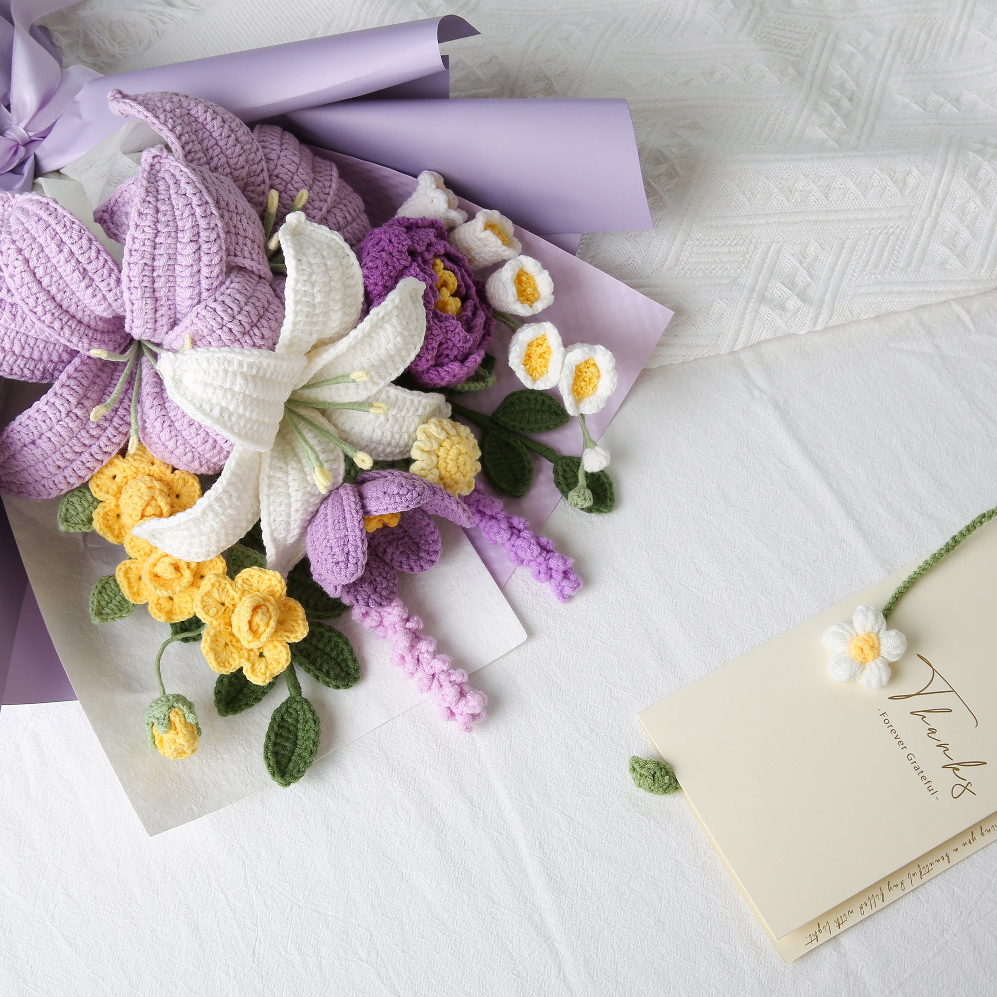 Premium Lily Crochet Bouquet - Purple