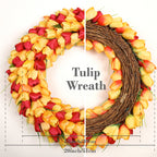 Spring Artificial Tulip Flower Wreath with Green Leaves