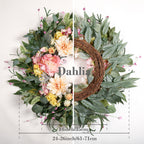 Artificial Dahlia Floral Spring Summer Wreath - 24 Inch