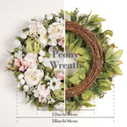 Peony Wreath - Floral Artificial Wreath - Green 18"