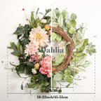 Artificial Dahlia Floral Spring Summer Wreath - 18 Inch