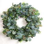 Green Spring Summer Wreath with Olive Leaves & Berries 24"