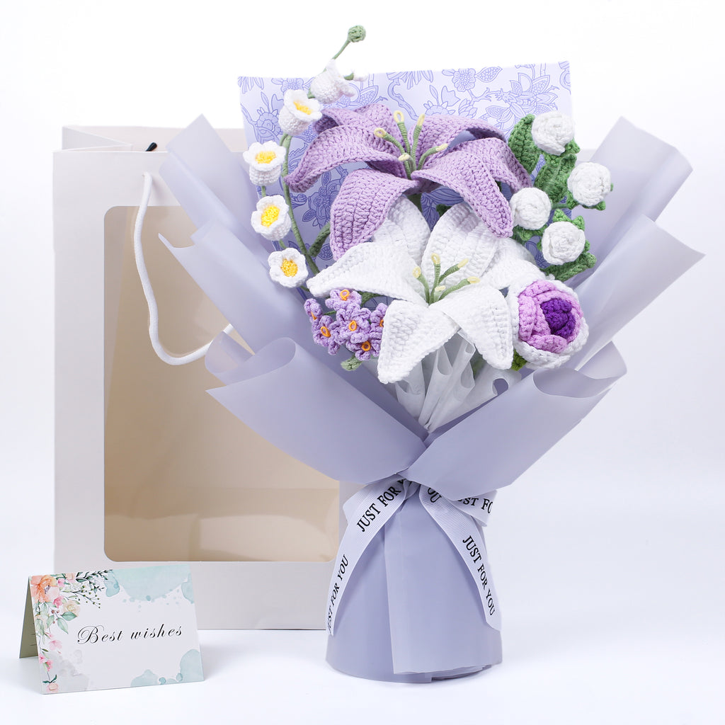 Lily & Rose Crochet Bouquet - Purple