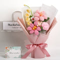 Hand-Knitted Tulip & Lily of the Valley Crochet Bouquet - Tiny Pink