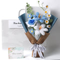 Hand-Knitted Tulip & Lily of the Valley Crochet Bouquet - Tiny Blue