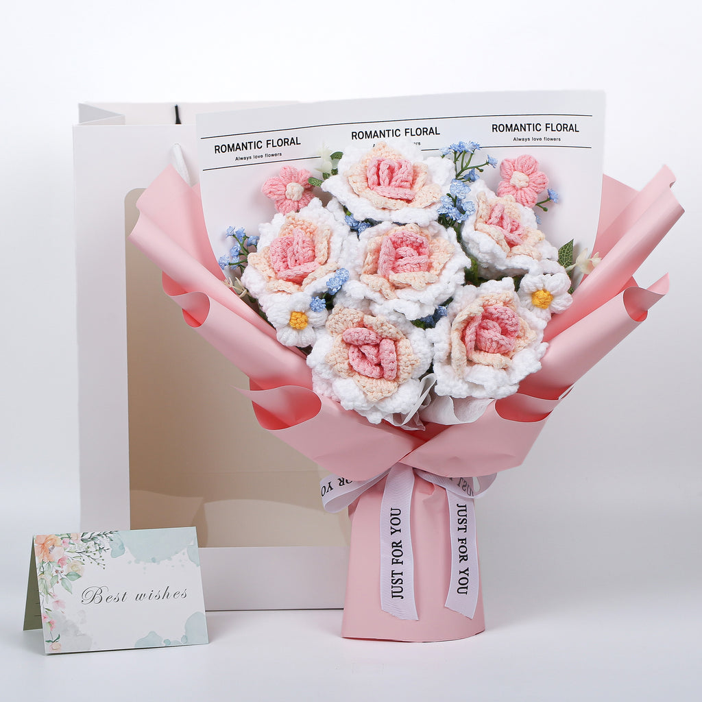 Crochet Flowers Bouquet - Pink Rose