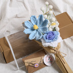 Mini Crochet Flowers Bouquet with Cosmos - Blue