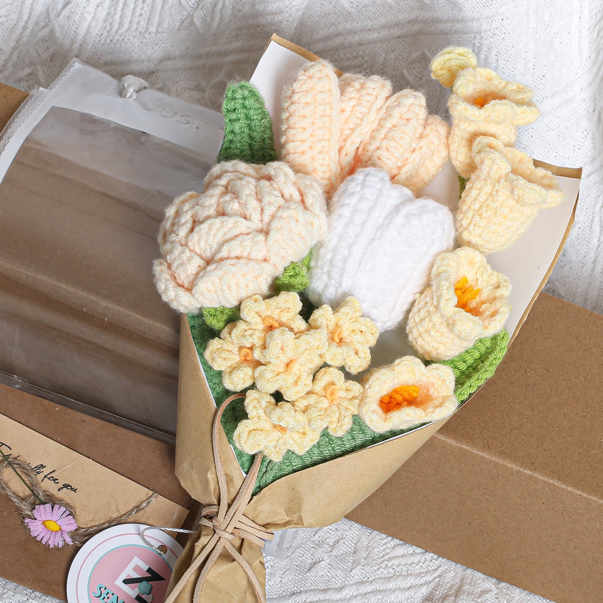 Mini Tulip Crochet Flowers Bouquet - Sunny Yellow