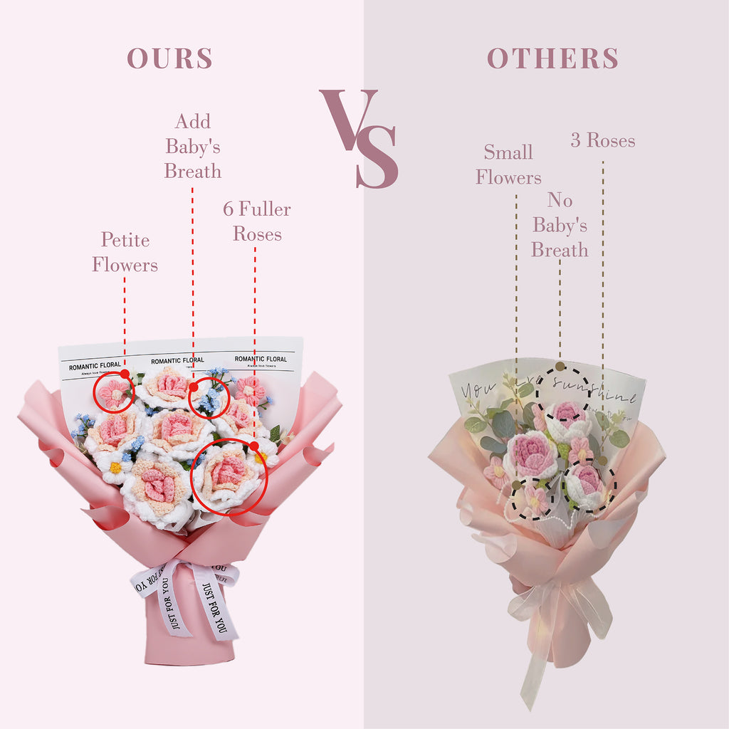 Crochet Flowers Bouquet - Pink Rose