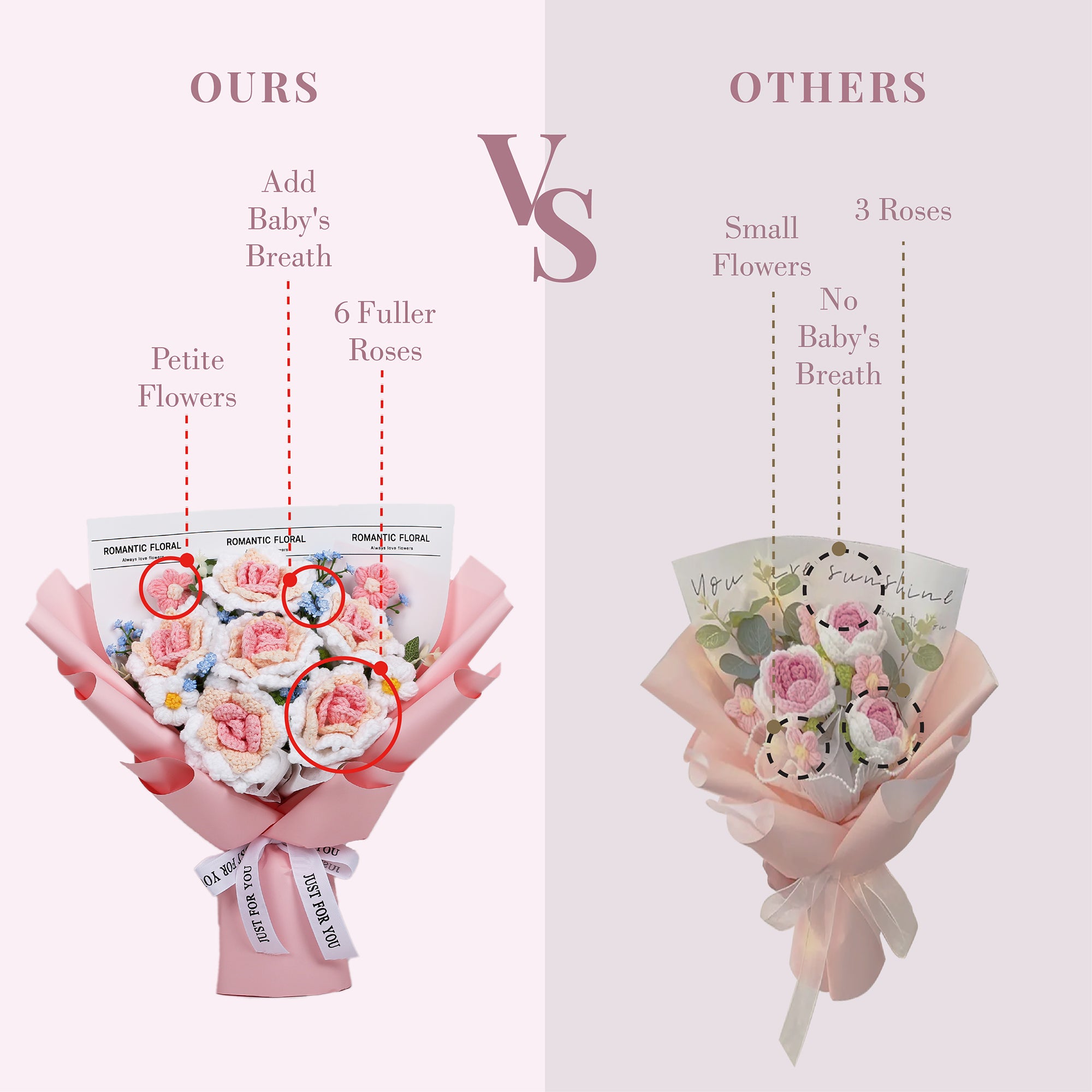 Crochet Flowers Bouquet - Pink Rose