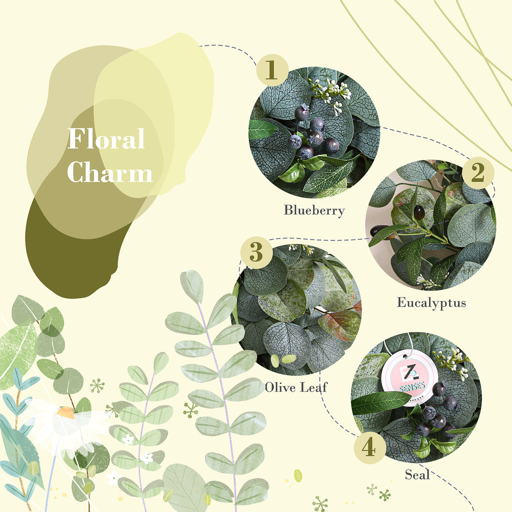 Green Spring Summer Wreath with Olive Leaves & Berries 24"